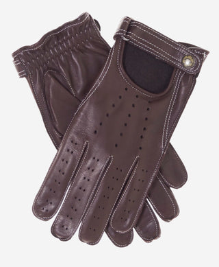 CD3528 (brown) -Men’s Italian leather driving gloves with cashmere lining - Glamourous Grace