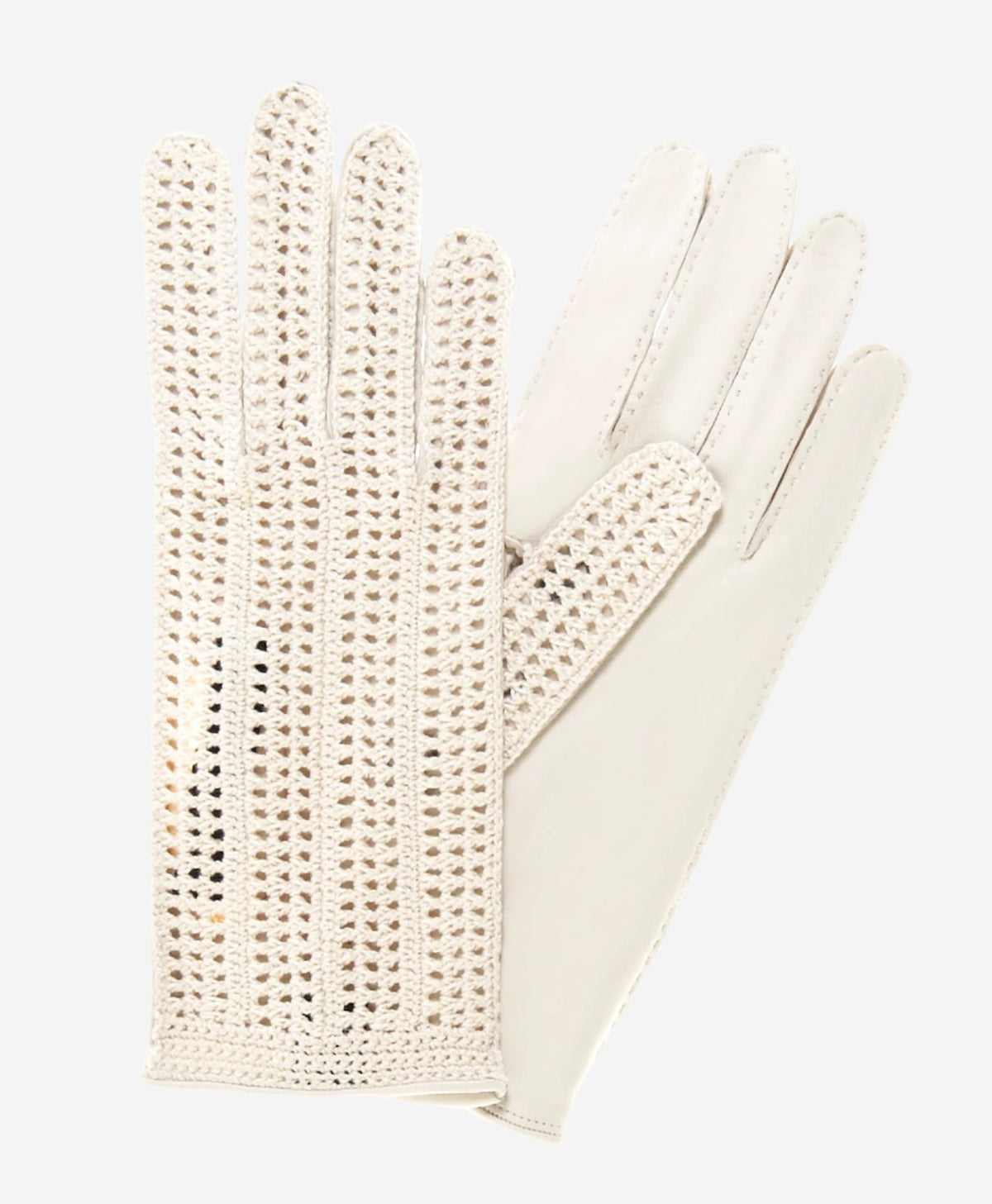 CD4020 (cream) - Women’s Italian crochet and leather driving gloves - Glamourous Grace
