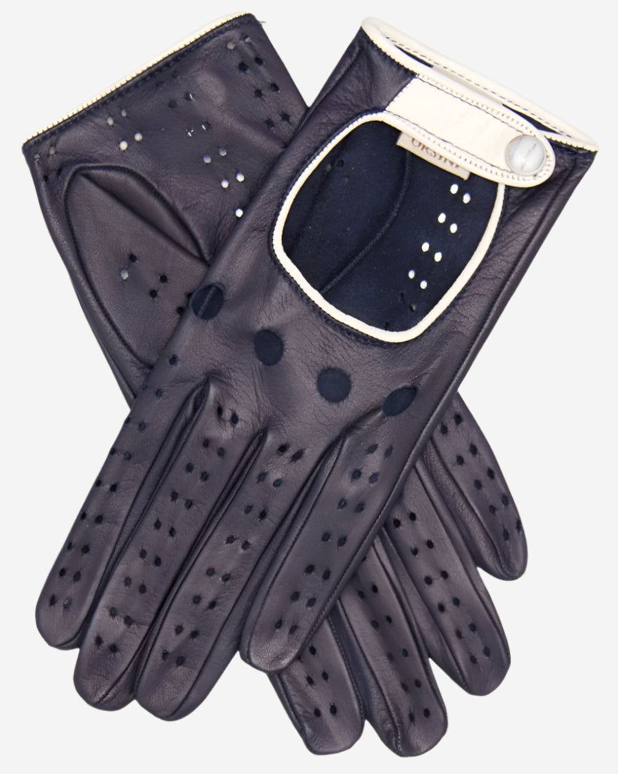 CD4134 (navy) - Women's Italian lambskin driving gloves - Glamourous Grace