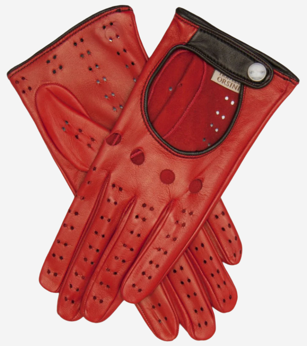 CD4134 (red) - Women's Italian lambskin driving gloves - Glamourous Grace