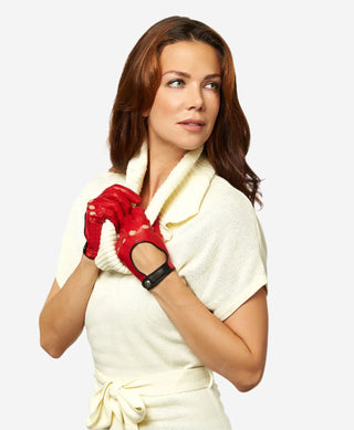 CD4134 (red) - Women's Italian lambskin driving gloves - Glamourous Grace