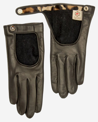 CD4136 (black) - Women’s Italian winter leather driving gloves with cashmere lining - Glamourous Grace