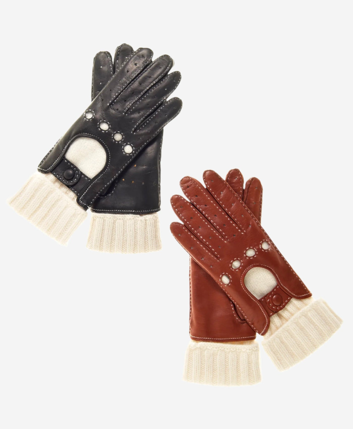 CD4141 (black) - Women’s Italian winter leather driving gloves with cashmere lining - Glamourous Grace