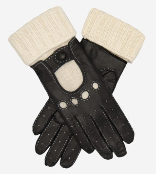CD4141 (black) - Women’s Italian winter leather driving gloves with cashmere lining - Glamourous Grace