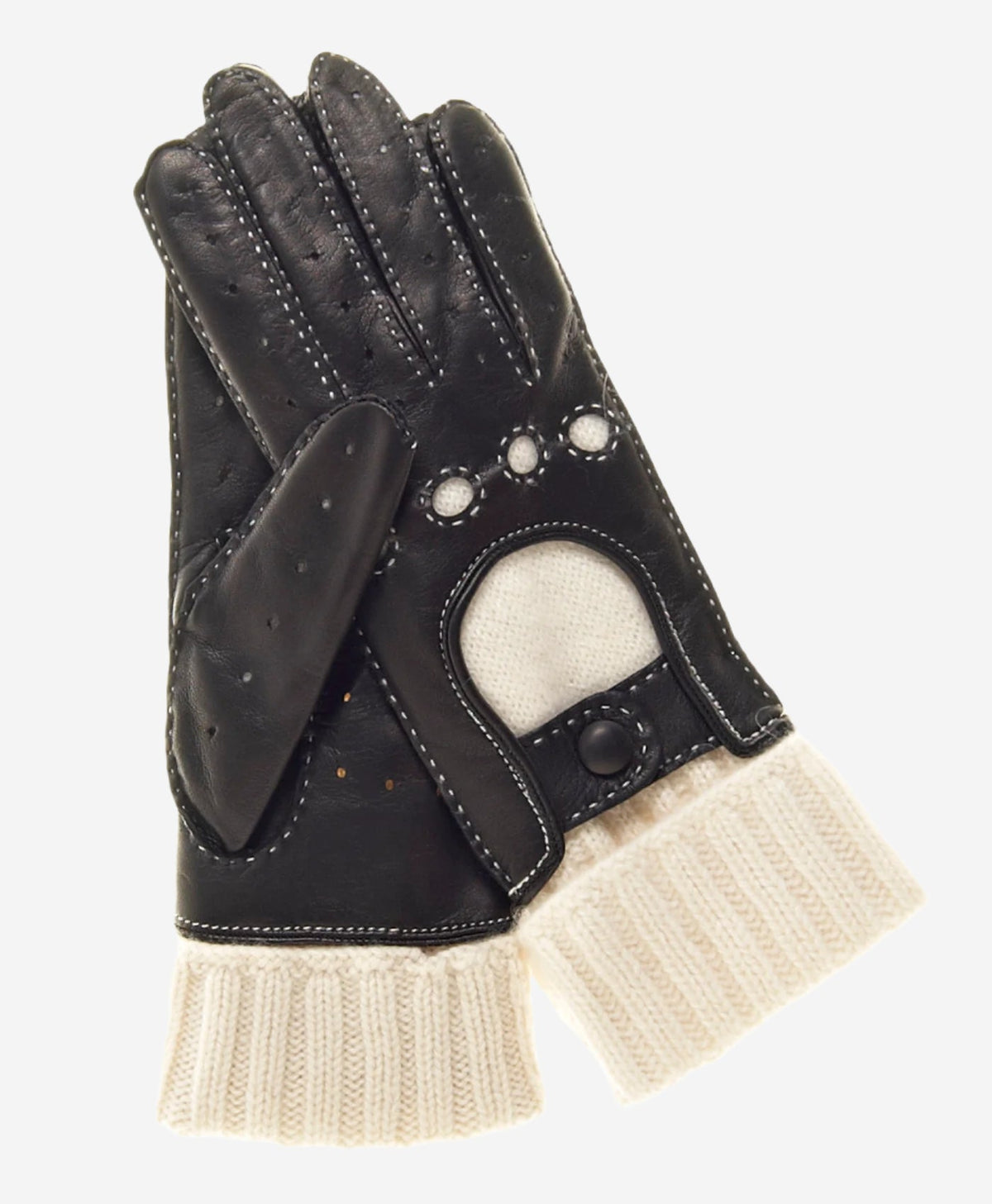 CD4141 (black) - Women’s Italian winter leather driving gloves with cashmere lining - Glamourous Grace