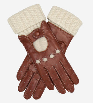 CD4141 (brown) - Women’s Italian winter leather driving gloves with cashmere lining - Glamourous Grace