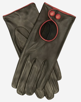 CD4255 (black) - Women’s Italian leather driving gloves with contrast welting - Glamourous Grace