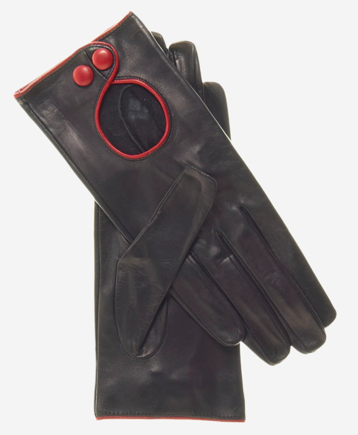 CD4255 (black) - Women’s Italian leather driving gloves with contrast welting - Glamourous Grace