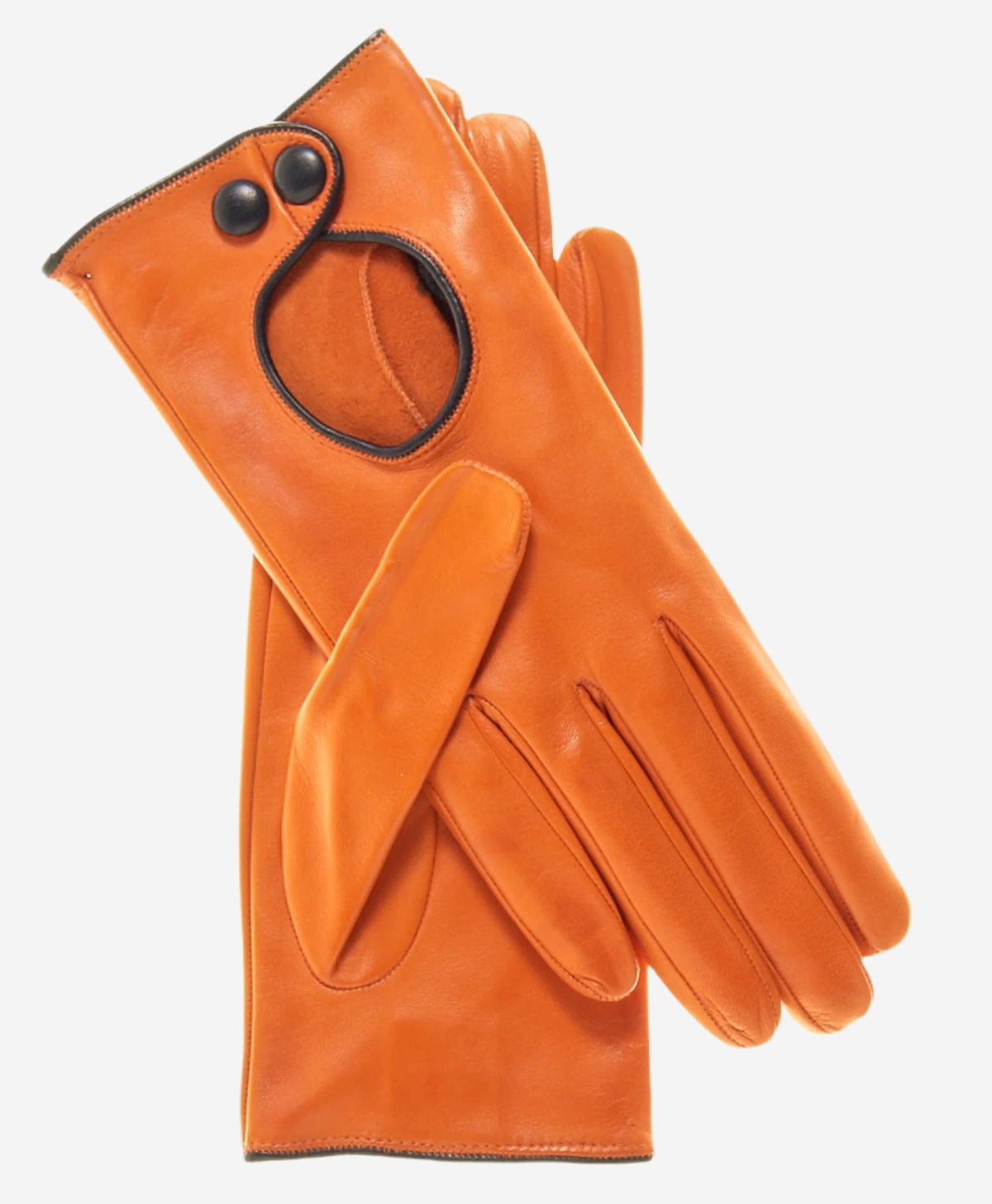 CD4255 (tangerine) - Women’s Italian leather driving gloves with contrast welting - Glamourous Grace