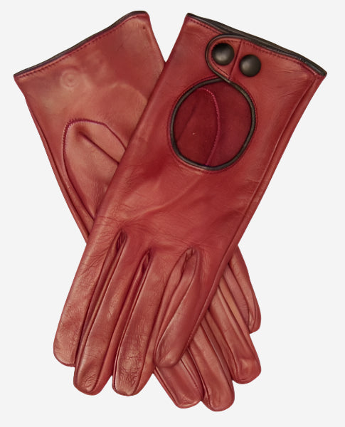 CD4255 (xb) - Women’s Italian leather driving gloves with contrast welting - Glamourous Grace