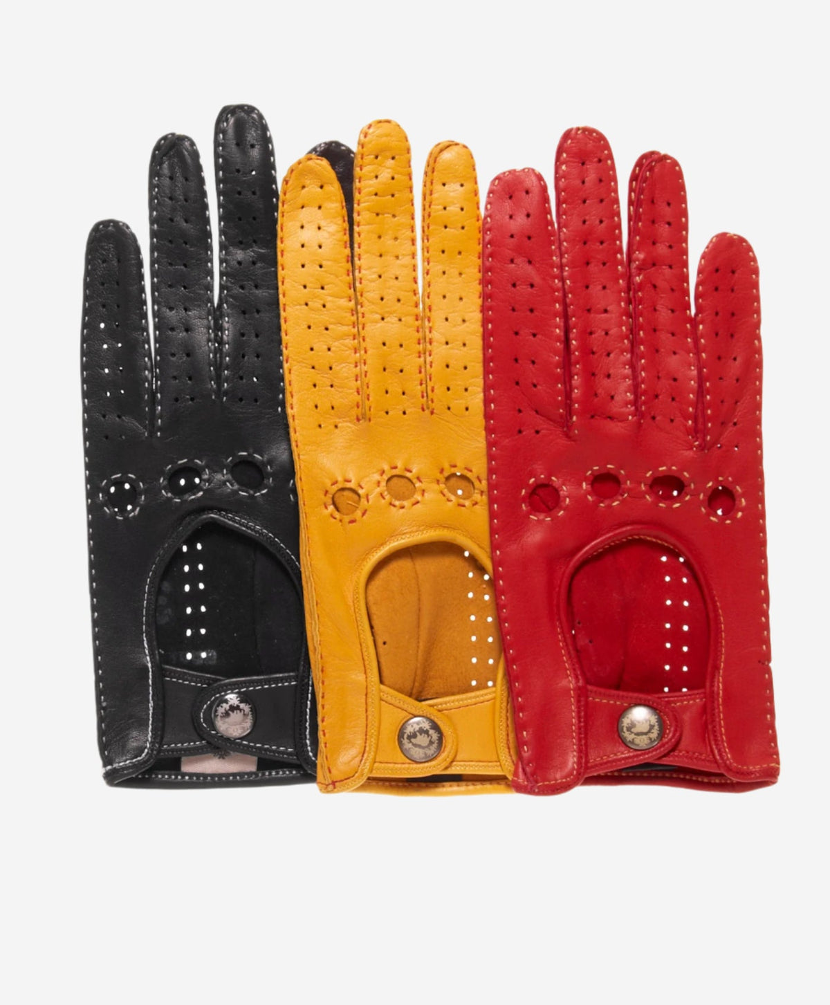 CD4266 (yellow) - Women’s Italian leather driving gloves with contrast stitching - Glamourous Grace