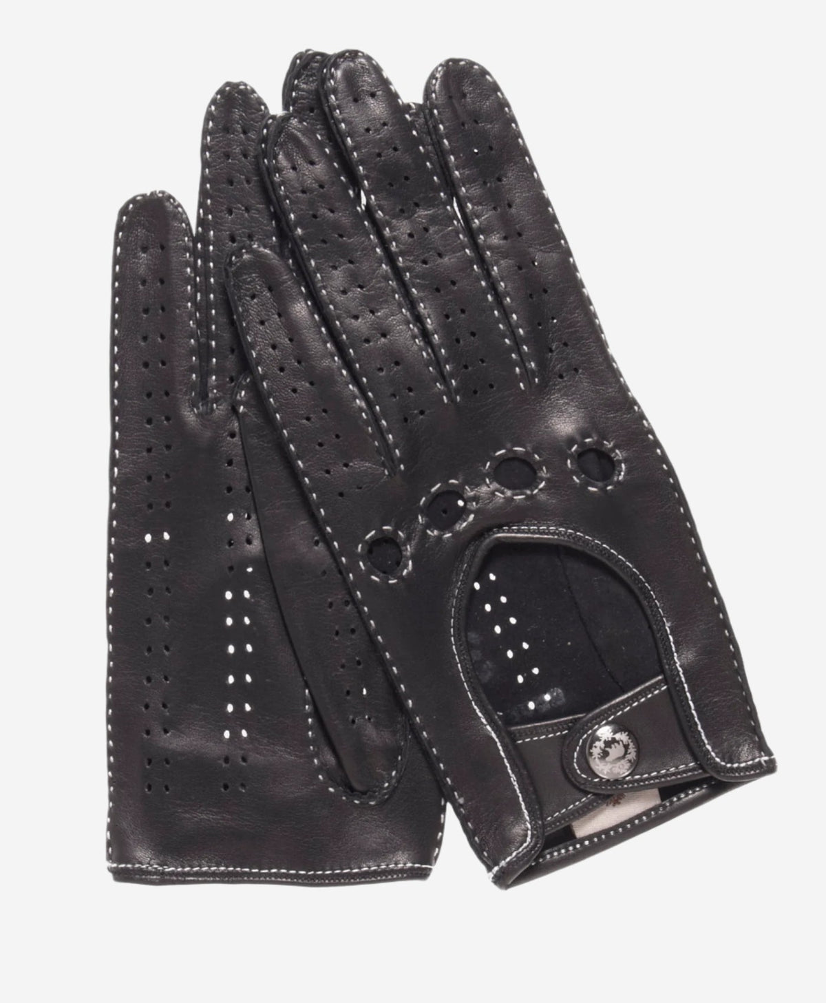 CD4266 (black) - Women’s Italian leather driving gloves with contrast stitching - Glamourous Grace