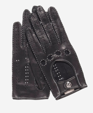 CD4266 (black) - Women’s Italian leather driving gloves with contrast stitching - Glamourous Grace