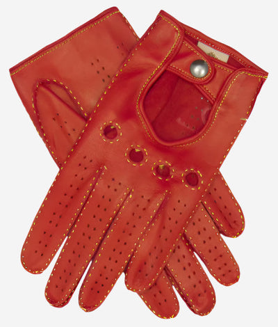 CD4266 (red) - Women’s Italian leather driving gloves with contrast stitching - Glamourous Grace