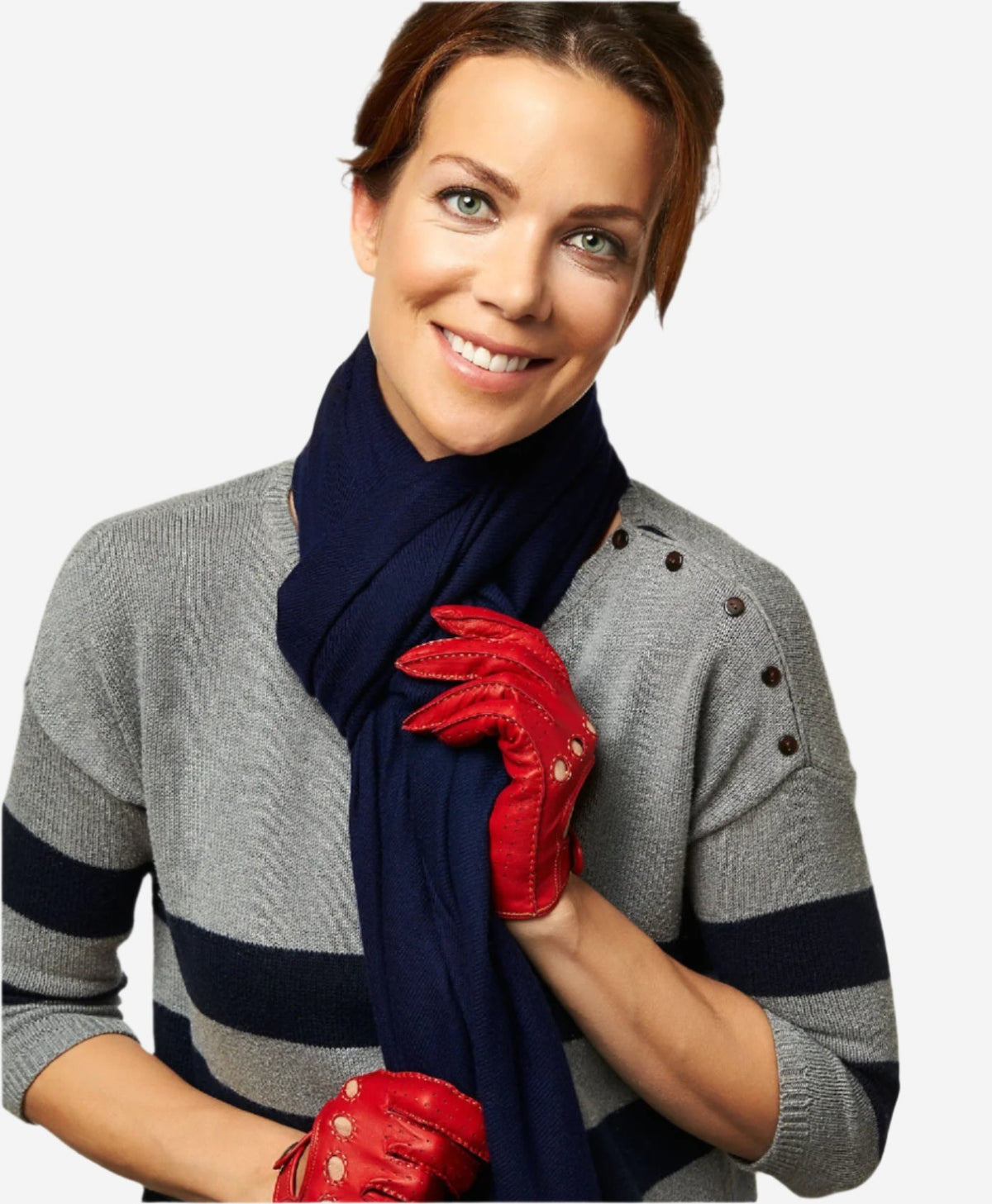 CD4266 (red) - Women’s Italian leather driving gloves with contrast stitching - Glamourous Grace