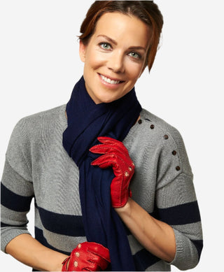 CD4266 (red) - Women’s Italian leather driving gloves with contrast stitching - Glamourous Grace