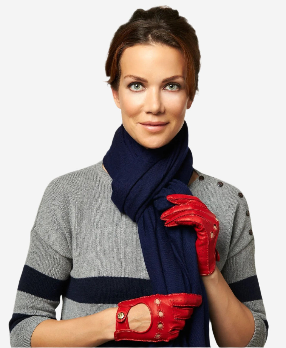 CD4266 (red) - Women’s Italian leather driving gloves with contrast stitching - Glamourous Grace
