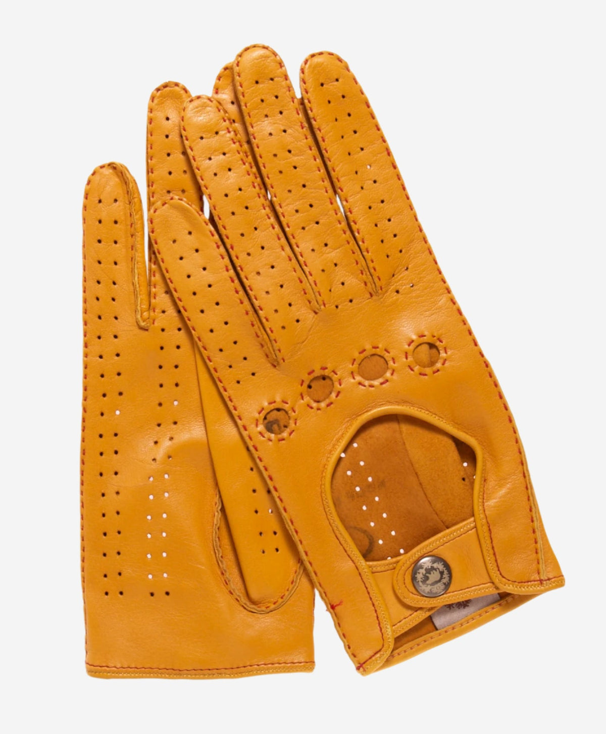 CD4266 (yellow) - Women’s Italian leather driving gloves with contrast stitching - Glamourous Grace