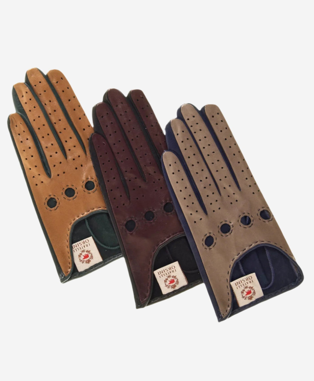CD4363 (camel/forest) - Women’s two-tone Italian leather driving gloves - Glamourous Grace