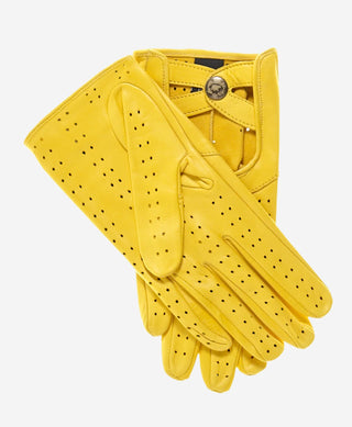 CD4378 (yellow) - Women's sporty Italian leather driving gloves - Glamourous Grace