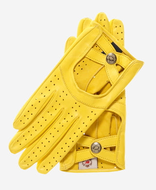 CD4378 (yellow) - Women's sporty Italian leather driving gloves - Glamourous Grace
