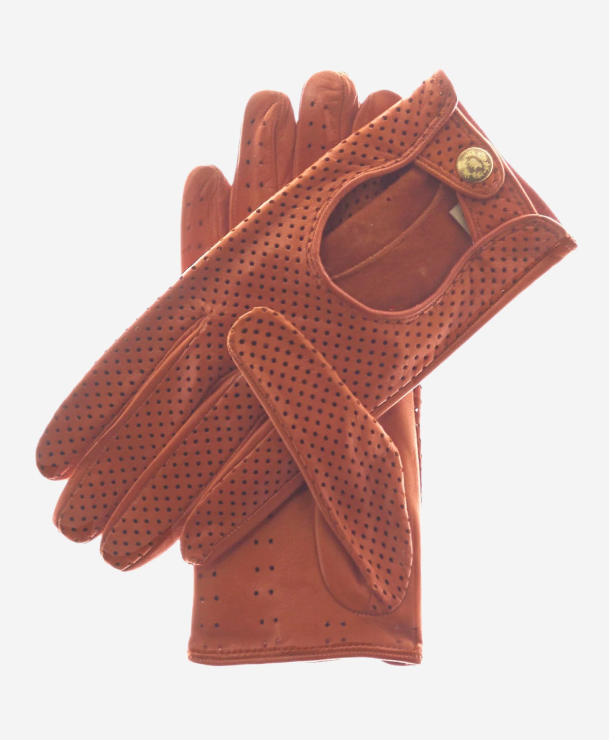 CD4466 (cognac) - Women’s Italian ventilated leather driving gloves - Glamourous Grace
