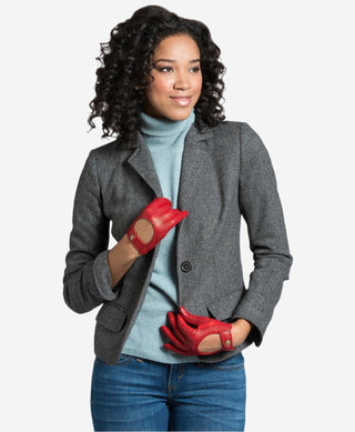 CD4466 (red) - Women’s Italian ventilated leather driving gloves - Glamourous Grace