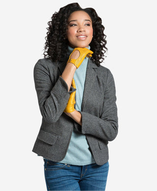 CD4466 (yellow) - Women’s Italian ventilated leather driving gloves - Glamourous Grace