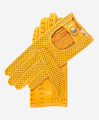 CD4466 (yellow) - Women’s Italian ventilated leather driving gloves - Glamourous Grace