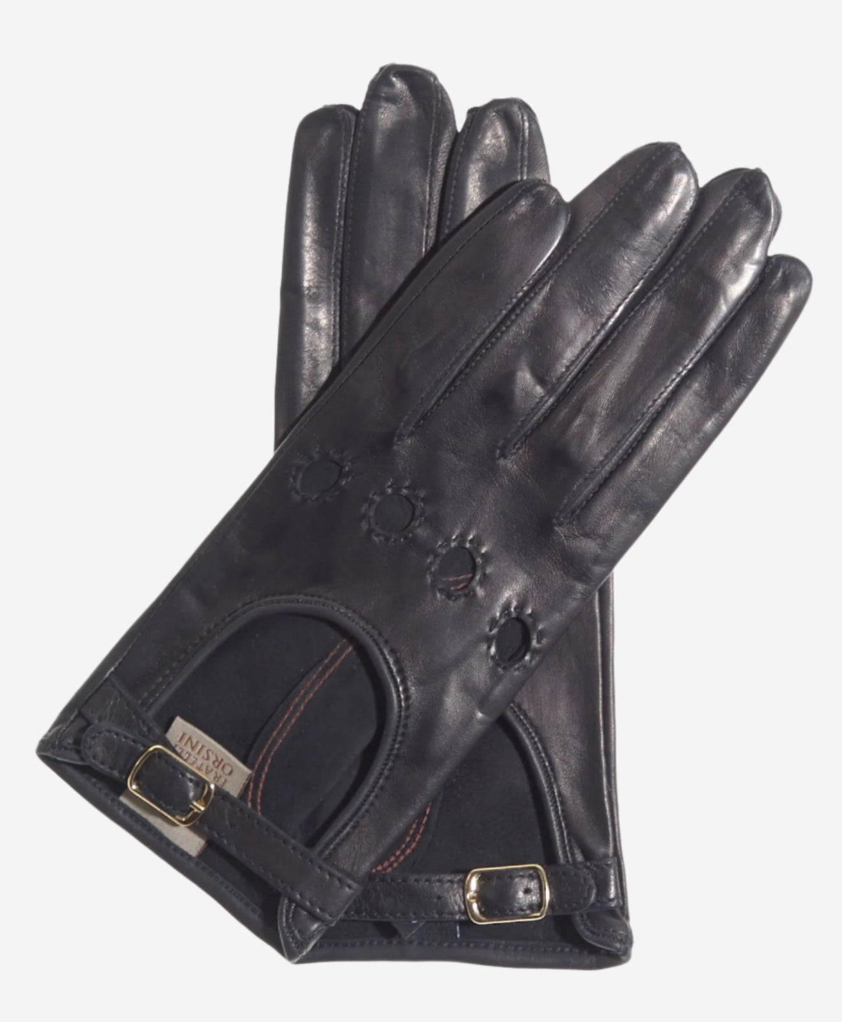 CD4814 (black) - Women’s Italian leather driving gloves with buckled strap - Glamourous Grace