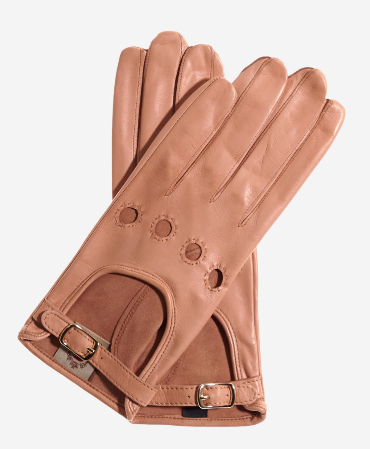 CD4814 (peach) - Women’s Italian leather driving gloves with buckled strap - Glamourous Grace