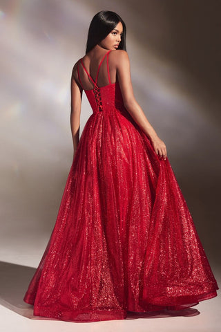 Cinderella Divine CD996 Floor Length A-line Glitter Ball Gown