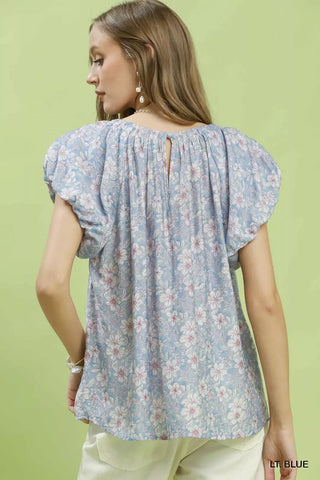 Umgee Floral Puff Sleeve Blouse - Glamourous Grace