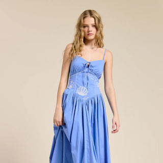 Ocean Embroidered Midi Dress - Glamourous Grace