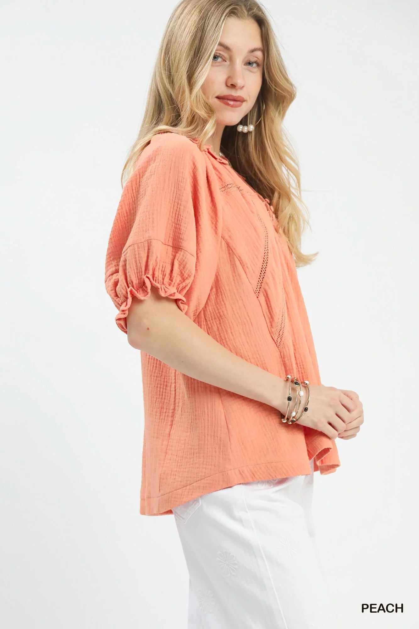 Umgee Cotton Gauze Ruffle Top - Glamourous Grace