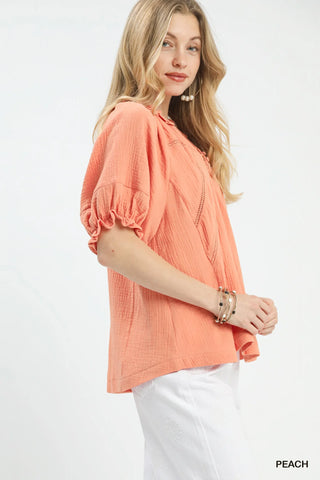 Umgee Cotton Gauze Ruffle Top - Glamourous Grace