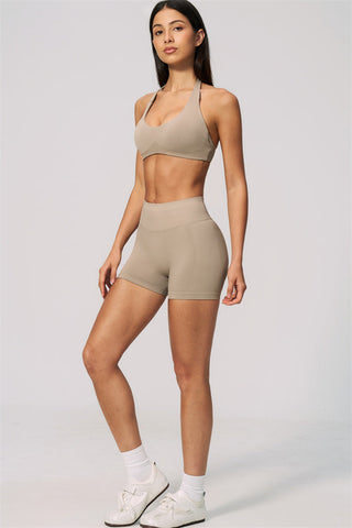 The Velvetine Halter Sports Bra Shorts 2-Piece Set