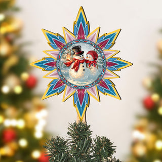 Snow Much in Love Tree Topper Wooden Decor by D. Gelsinger - Santa Snowman Christmas Decor - 89518-DG