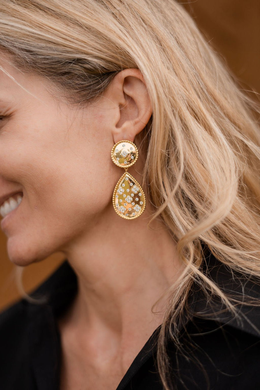 Celeste Earring - Gold and Rhinestone - 18k Gold Plated - Glamourous Grace