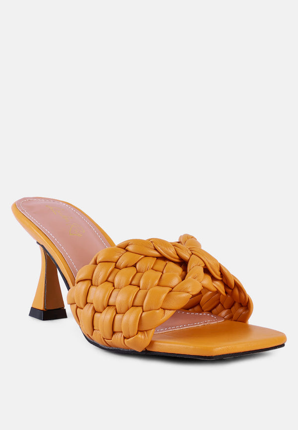 Celie Woven Strap Mid Heel Sandals - Glamourous Grace