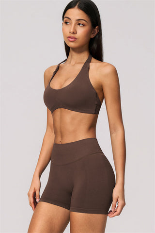 The Velvetine Halter Sports Bra Shorts 2-Piece Set