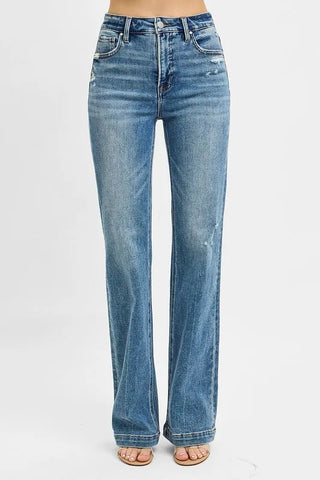 RISEN Distressed Detail Bootcut Jeans
