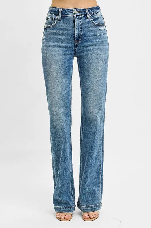 RISEN Distressed Detail Bootcut Jeans