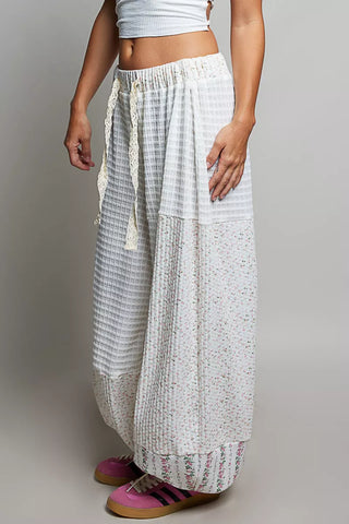 POL Patchwork Mixed Knit Wide Leg Pants - Glamourous Grace