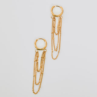 Chain Drop Huggie Hoop Earrings - WATERPROOF