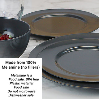 12pc Melamine Dinner Set, Charcoal