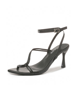 Black Charlene heels by J.Adams featuring a sleek design and pointed toe, displayed on a neutral background.