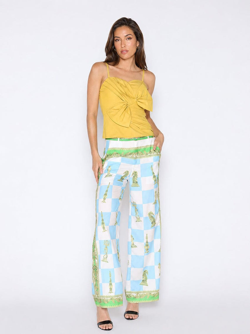 Checkmate Print Satin Pajama Pants