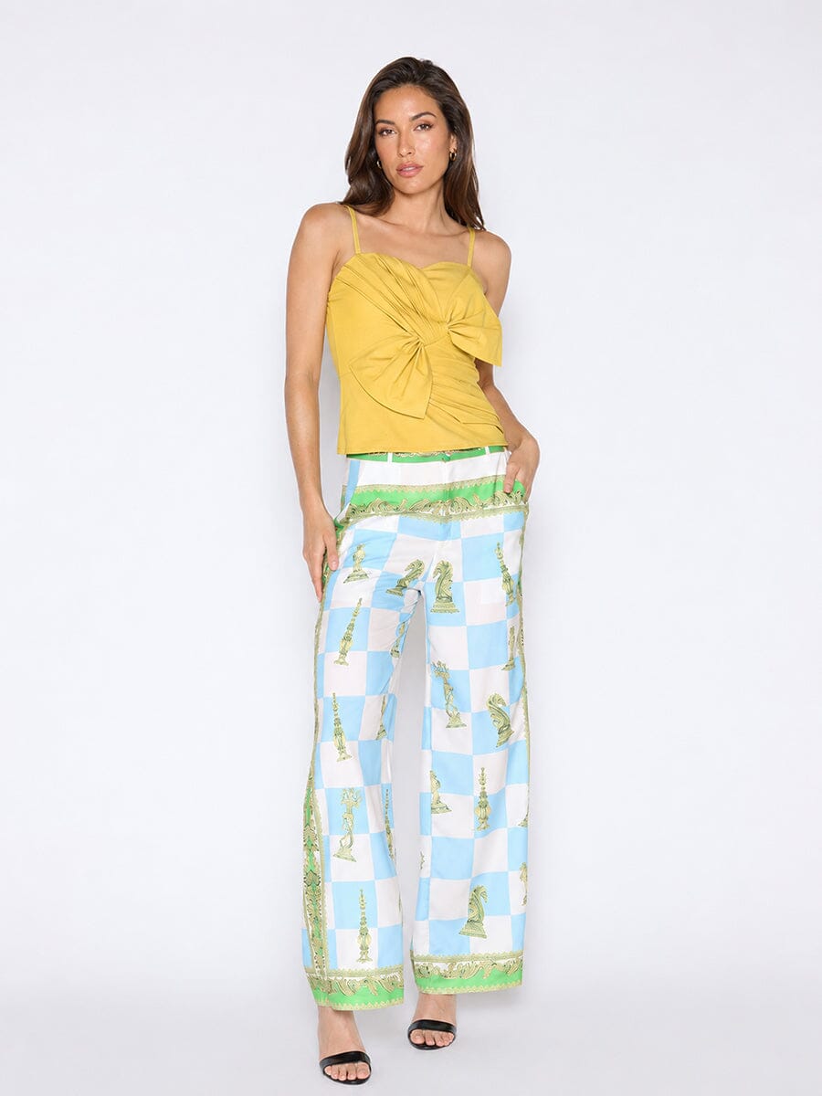 Checkmate Print Satin Pajama Pants - Glamourous Grace