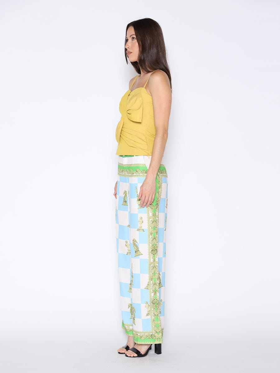 Checkmate Print Satin Pajama Pants - Glamourous Grace